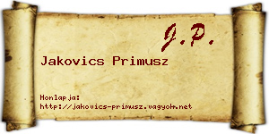 Jakovics Primusz névjegykártya